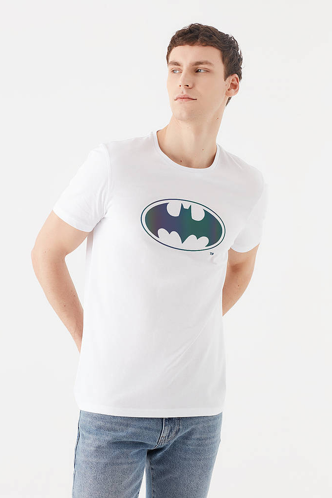 Batman Baskılı Beyaz Tişört