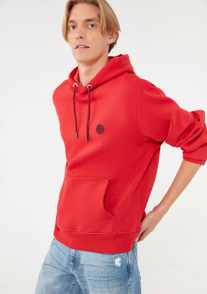 Kırmızı Baskılı Sweatshirt