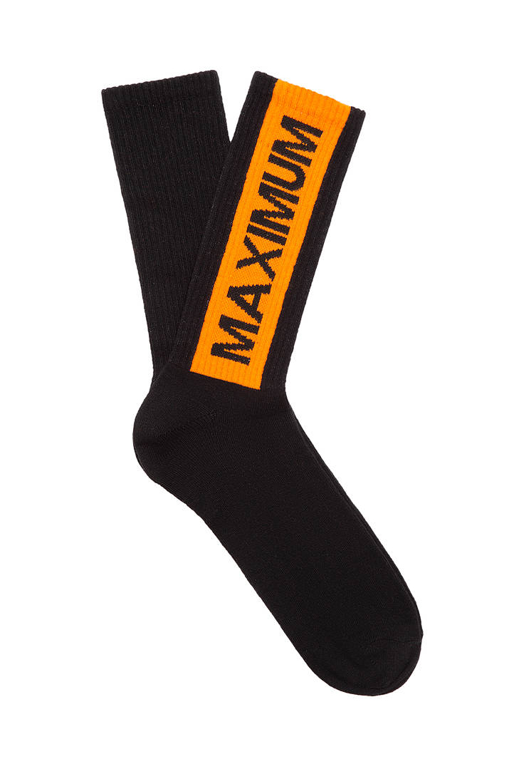 Maximum Baskılı Siyah Soket Çorap