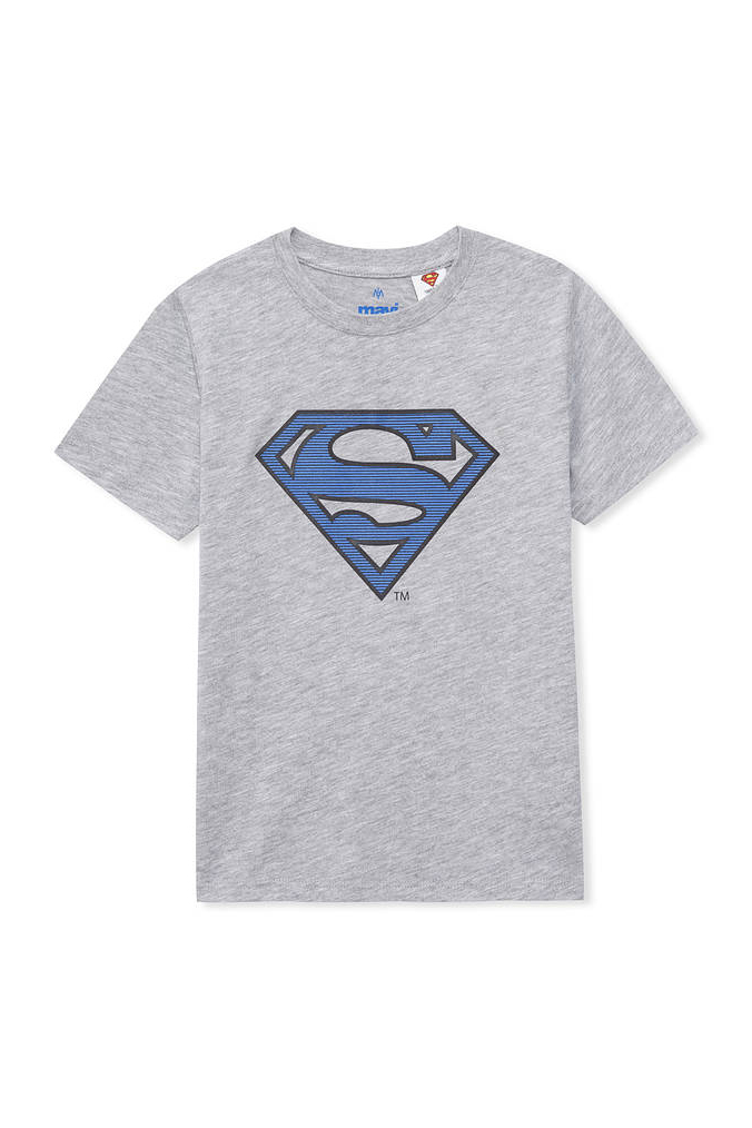 Superman Baskılı Gri Tişört